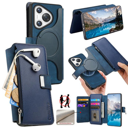 CaseNeo MagSafe RFID Anti-theft Zipper Wallet Retro Leather Phone Case, For Huawei Pura 90 5G, For Huawei Mate 70 Air 5G, For Huawei Pura 80 Ultra 5G, For Huawei Pura 80 Pro / 80 Pro+ 5G, For Huawei Pura 80 5G, For Huawei nova 14 Pro, For Huawei nova 1...