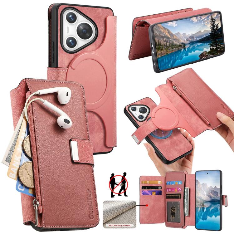 CaseNeo MagSafe RFID Anti-theft Zipper Wallet Retro Leather Phone Case, For Huawei Pura 90 5G, For Huawei Mate 70 Air 5G, For Huawei Pura 80 Ultra 5G, For Huawei Pura 80 Pro / 80 Pro+ 5G, For Huawei Pura 80 5G, For Huawei nova 14 Pro, For Huawei nova 1...