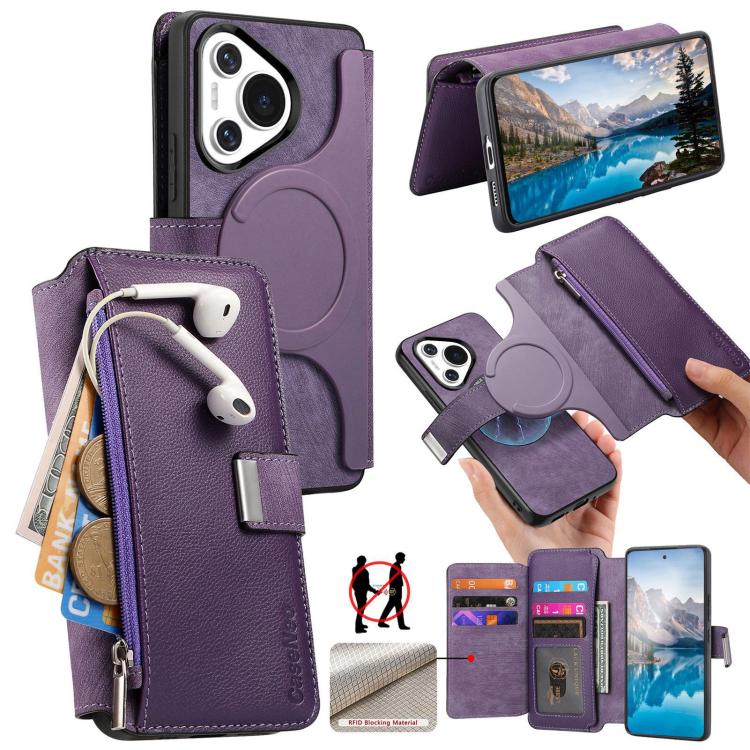 CaseNeo MagSafe RFID Anti-theft Zipper Wallet Retro Leather Phone Case, For Huawei Pura 90 5G, For Huawei Mate 70 Air 5G, For Huawei Pura 80 Ultra 5G, For Huawei Pura 80 Pro / 80 Pro+ 5G, For Huawei Pura 80 5G, For Huawei nova 14 Pro, For Huawei nova 1...
