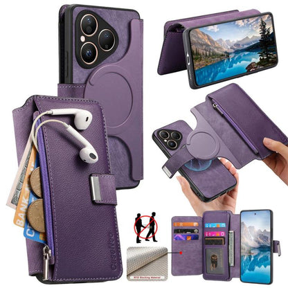 CaseNeo MagSafe RFID Anti-theft Zipper Wallet Retro Leather Phone Case, For Huawei Pura 90 5G, For Huawei Mate 70 Air 5G, For Huawei Pura 80 Ultra 5G, For Huawei Pura 80 Pro / 80 Pro+ 5G, For Huawei Pura 80 5G, For Huawei nova 14 Pro, For Huawei nova 1...