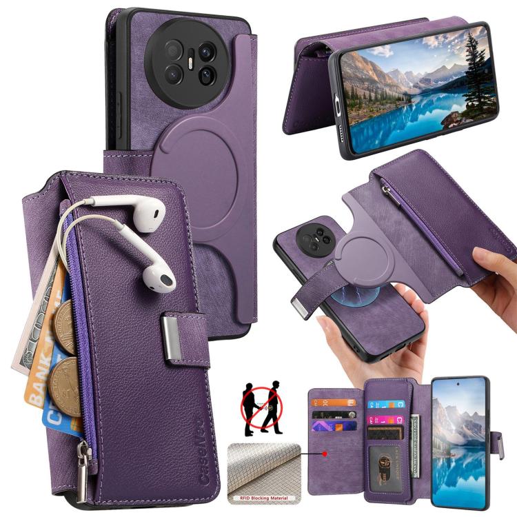 CaseNeo MagSafe RFID Anti-theft Zipper Wallet Retro Leather Phone Case, For Huawei Pura 90 5G, For Huawei Mate 70 Air 5G, For Huawei Pura 80 Ultra 5G, For Huawei Pura 80 Pro / 80 Pro+ 5G, For Huawei Pura 80 5G, For Huawei nova 14 Pro, For Huawei nova 1...