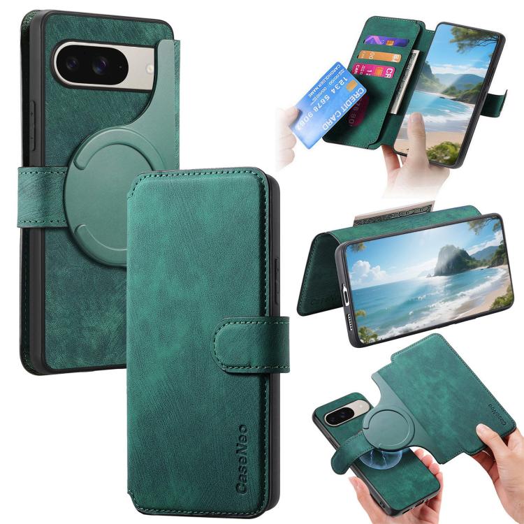 CaseNeo MagSafe RFID Anti-theft Retro Leather Phone Case, For Google Pixel 10a, For Google Pixel 10 Pro XL / 9 Pro XL, For Google Pixel 10 / 10 Pro / 9 / 9 Pro, For Google Pixel 9a
