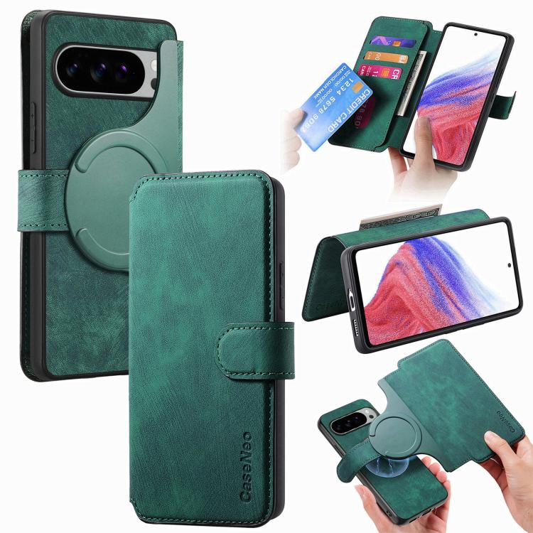 CaseNeo MagSafe RFID Anti-theft Retro Leather Phone Case, For Google Pixel 10a, For Google Pixel 10 Pro XL / 9 Pro XL, For Google Pixel 10 / 10 Pro / 9 / 9 Pro, For Google Pixel 9a