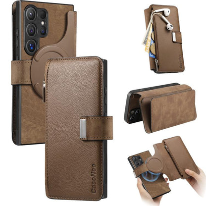 CaseNeo MagSafe RFID Anti-theft Zipper Wallet Retro Leather Phone Case, For Galaxy S26+ 5G, For Galaxy S26 Ultra 5G, For Galaxy S26 5G, For Galaxy S25 FE 5G, For Galaxy S25 Edge 5G, For Galaxy S25 5G, For Galaxy S25+ 5G, For Galaxy S25 Ultra 5G        ...