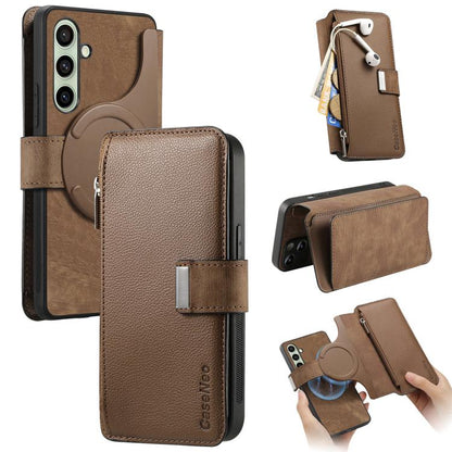 CaseNeo MagSafe RFID Anti-theft Zipper Wallet Retro Leather Phone Case, For Galaxy S26+ 5G, For Galaxy S26 Ultra 5G, For Galaxy S26 5G, For Galaxy S25 FE 5G, For Galaxy S25 Edge 5G, For Galaxy S25 5G, For Galaxy S25+ 5G, For Galaxy S25 Ultra 5G        ...