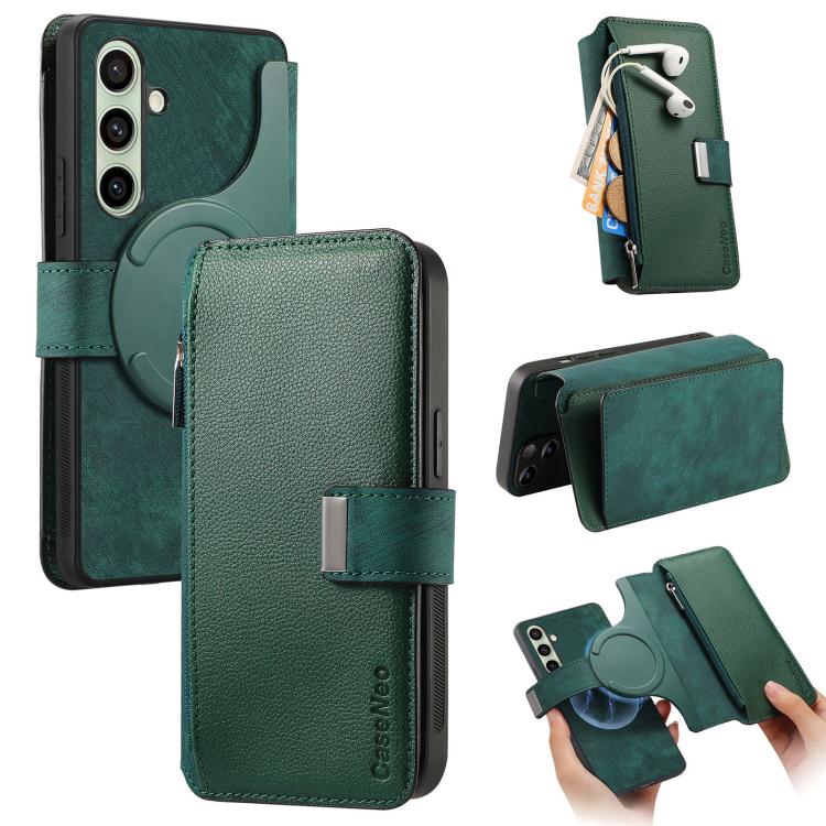 CaseNeo MagSafe RFID Anti-theft Zipper Wallet Retro Leather Phone Case, For Galaxy S26+ 5G, For Galaxy S26 Ultra 5G, For Galaxy S26 5G, For Galaxy S25 FE 5G, For Galaxy S25 Edge 5G, For Galaxy S25 5G, For Galaxy S25+ 5G, For Galaxy S25 Ultra 5G        ...