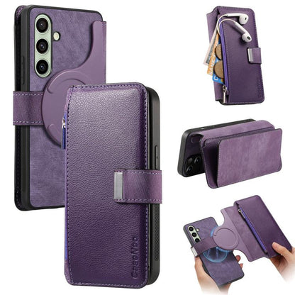 CaseNeo MagSafe RFID Anti-theft Zipper Wallet Retro Leather Phone Case, For Galaxy S26+ 5G, For Galaxy S26 Ultra 5G, For Galaxy S26 5G, For Galaxy S25 FE 5G, For Galaxy S25 Edge 5G, For Galaxy S25 5G, For Galaxy S25+ 5G, For Galaxy S25 Ultra 5G        ...