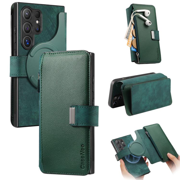 CaseNeo MagSafe RFID Anti-theft Zipper Wallet Retro Leather Phone Case, For Galaxy S26+ 5G, For Galaxy S26 Ultra 5G, For Galaxy S26 5G, For Galaxy S25 FE 5G, For Galaxy S25 Edge 5G, For Galaxy S25 5G, For Galaxy S25+ 5G, For Galaxy S25 Ultra 5G        ...