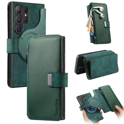 CaseNeo MagSafe RFID Anti-theft Zipper Wallet Retro Leather Phone Case, For Galaxy S26+ 5G, For Galaxy S26 Ultra 5G, For Galaxy S26 5G, For Galaxy S25 FE 5G, For Galaxy S25 Edge 5G, For Galaxy S25 5G, For Galaxy S25+ 5G, For Galaxy S25 Ultra 5G        ...