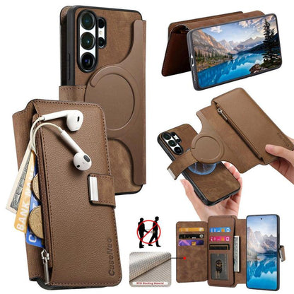 CaseNeo MagSafe RFID Anti-theft Zipper Wallet Retro Leather Phone Case, For Galaxy S26 FE 5G, For Galaxy S26+ 5G, For Galaxy S26 Ultra 5G, For Galaxy S26 5G, For Galaxy S25 FE 5G, For Galaxy S25 Edge 5G, For Galaxy S25 5G, For Galaxy S25+ 5G           ...