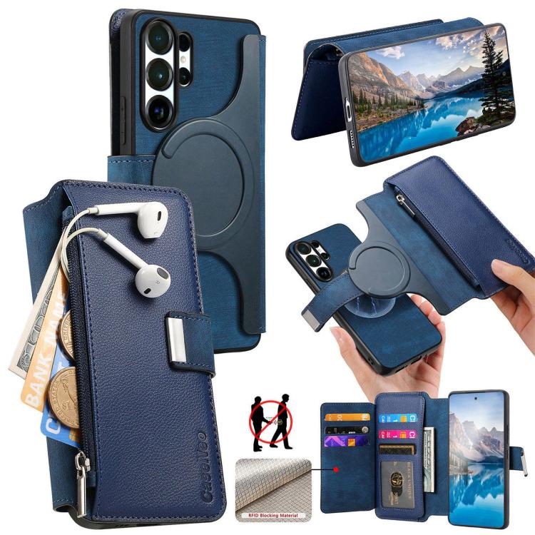 CaseNeo MagSafe RFID Anti-theft Zipper Wallet Retro Leather Phone Case, For Galaxy S26 FE 5G, For Galaxy S26+ 5G, For Galaxy S26 Ultra 5G, For Galaxy S26 5G, For Galaxy S25 FE 5G, For Galaxy S25 Edge 5G, For Galaxy S25 5G, For Galaxy S25+ 5G           ...