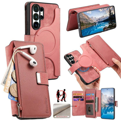 CaseNeo MagSafe RFID Anti-theft Zipper Wallet Retro Leather Phone Case, For Galaxy S26 FE 5G, For Galaxy S26+ 5G, For Galaxy S26 Ultra 5G, For Galaxy S26 5G, For Galaxy S25 FE 5G, For Galaxy S25 Edge 5G, For Galaxy S25 5G, For Galaxy S25+ 5G           ...