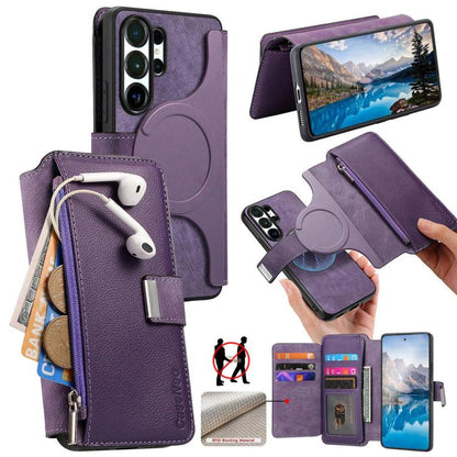 CaseNeo MagSafe RFID Anti-theft Zipper Wallet Retro Leather Phone Case, For Galaxy S26 FE 5G, For Galaxy S26+ 5G, For Galaxy S26 Ultra 5G, For Galaxy S26 5G, For Galaxy S25 FE 5G, For Galaxy S25 Edge 5G, For Galaxy S25 5G, For Galaxy S25+ 5G           ...