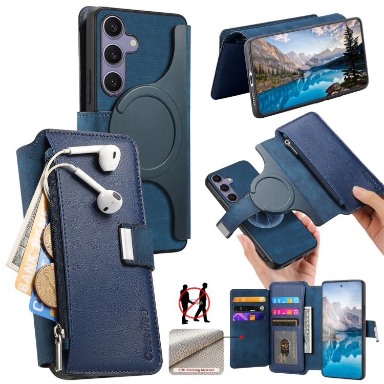 CaseNeo MagSafe RFID Anti-theft Zipper Wallet Retro Leather Phone Case, For Galaxy S26+ 5G, For Galaxy S26 Ultra 5G, For Galaxy S26 5G, For Galaxy S25 FE 5G, For Galaxy S25 Edge 5G, For Galaxy S25 5G, For Galaxy S25+ 5G, For Galaxy S25 Ultra 5G        ...