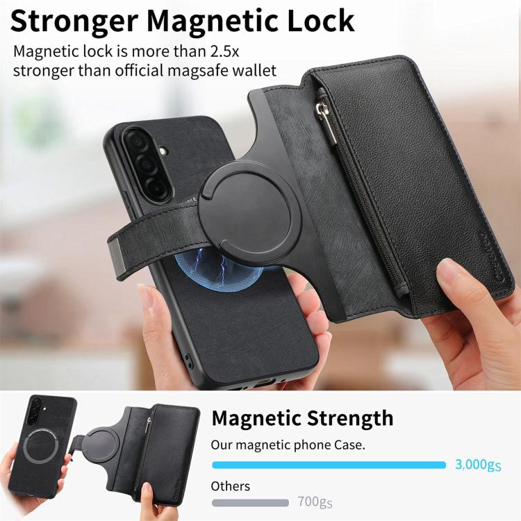 CaseNeo MagSafe RFID Anti-theft Zipper Wallet Retro Leather Phone Case, For Galaxy S26 FE 5G, For Galaxy S26+ 5G, For Galaxy S26 Ultra 5G, For Galaxy S26 5G, For Galaxy S25 FE 5G, For Galaxy S25 Edge 5G, For Galaxy S25 5G, For Galaxy S25+ 5G           ...