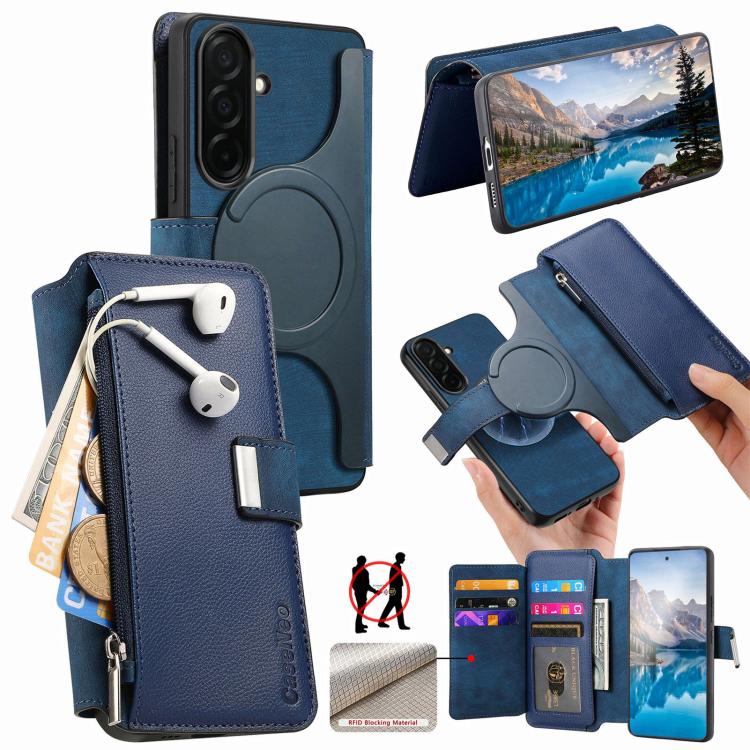 CaseNeo MagSafe RFID Anti-theft Zipper Wallet Retro Leather Phone Case, For Galaxy S26 FE 5G, For Galaxy S26+ 5G, For Galaxy S26 Ultra 5G, For Galaxy S26 5G, For Galaxy S25 FE 5G, For Galaxy S25 Edge 5G, For Galaxy S25 5G, For Galaxy S25+ 5G           ...