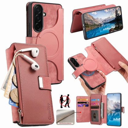CaseNeo MagSafe RFID Anti-theft Zipper Wallet Retro Leather Phone Case, For Galaxy S26 FE 5G, For Galaxy S26+ 5G, For Galaxy S26 Ultra 5G, For Galaxy S26 5G, For Galaxy S25 FE 5G, For Galaxy S25 Edge 5G, For Galaxy S25 5G, For Galaxy S25+ 5G           ...
