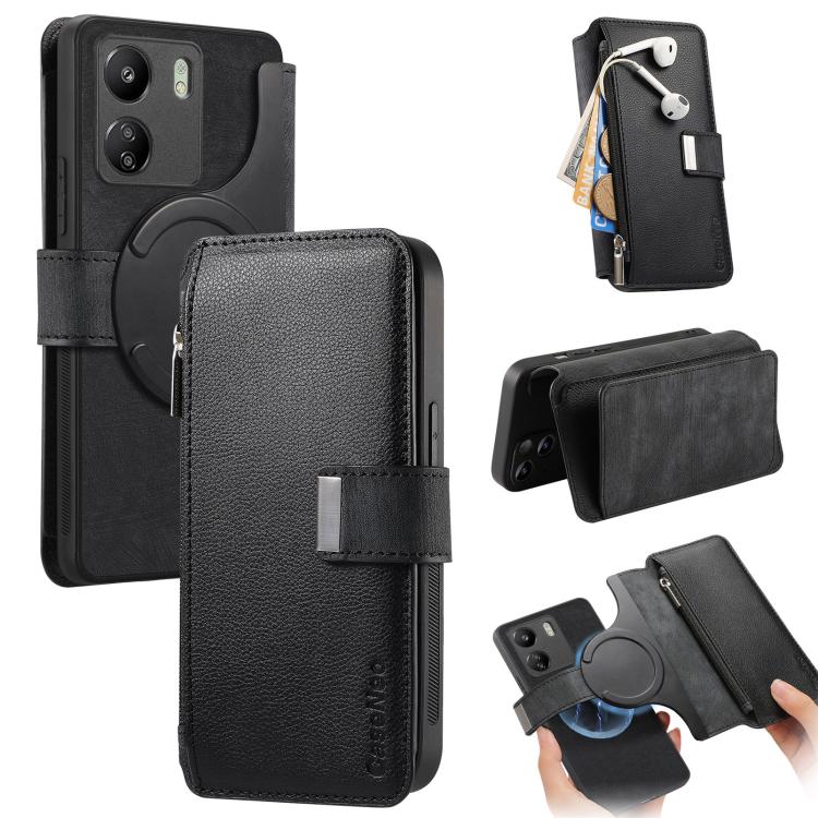 CaseNeo MagSafe RFID Anti-theft Zipper Wallet Retro Leather Phone Case, For Redmi Turbo 5 Max / Poco X8 Pro Max, For Redmi Turbo 5 5G / Poco X8 Pro 5G, For Redmi Note 15 Pro+ Global 163.3mm, For Redmi Note 15 4G / 5G Global 164mm                       ...
