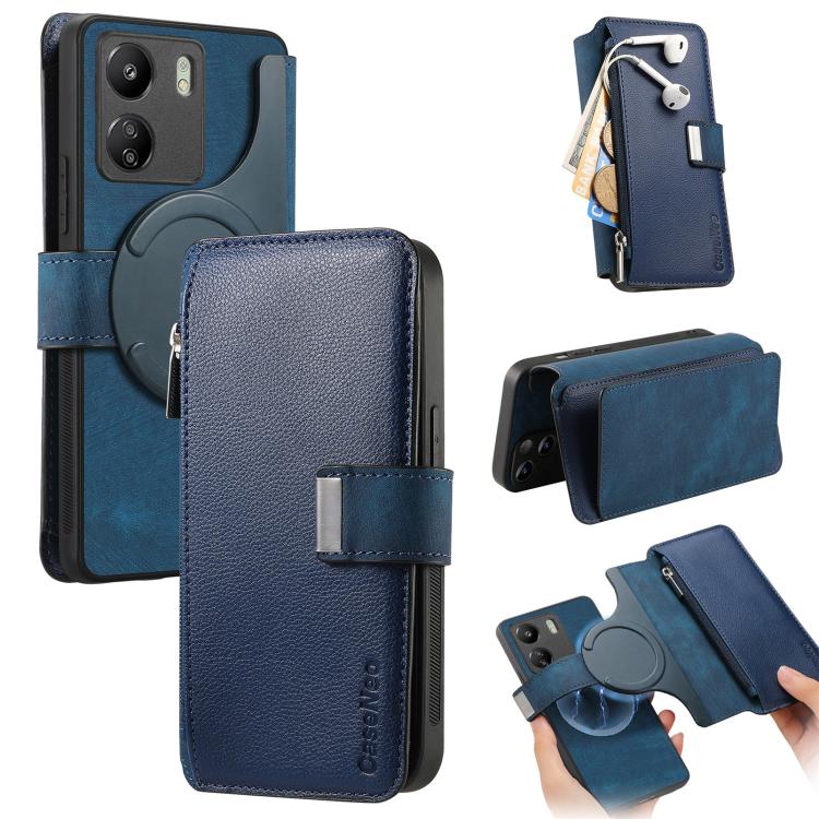 CaseNeo MagSafe RFID Anti-theft Zipper Wallet Retro Leather Phone Case, For Redmi Turbo 5 Max / Poco X8 Pro Max, For Redmi Turbo 5 5G / Poco X8 Pro 5G, For Redmi Note 15 Pro+ Global 163.3mm, For Redmi Note 15 4G / 5G Global 164mm                       ...