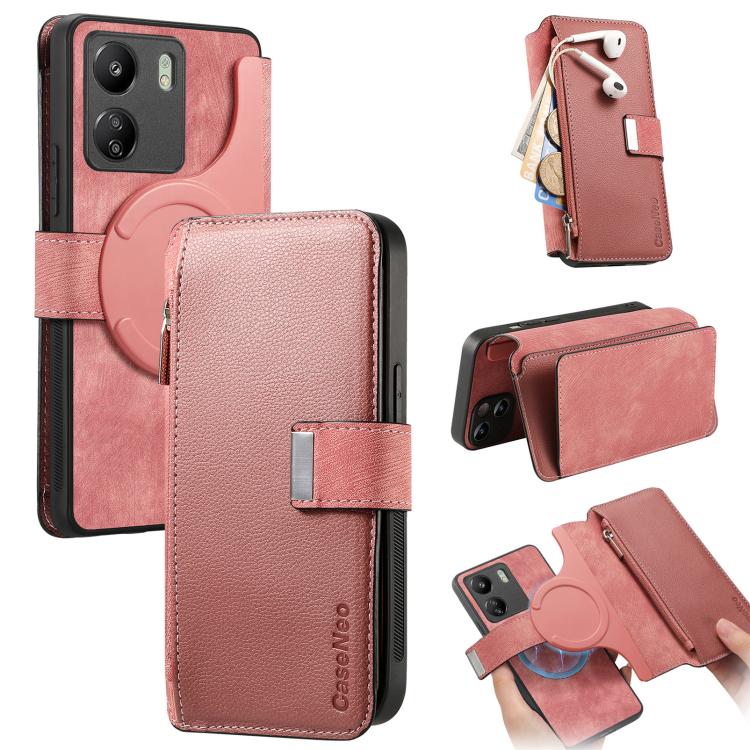 CaseNeo MagSafe RFID Anti-theft Zipper Wallet Retro Leather Phone Case, For Redmi Turbo 5 Max / Poco X8 Pro Max, For Redmi Turbo 5 5G / Poco X8 Pro 5G, For Redmi Note 15 Pro+ Global 163.3mm, For Redmi Note 15 4G / 5G Global 164mm                       ...