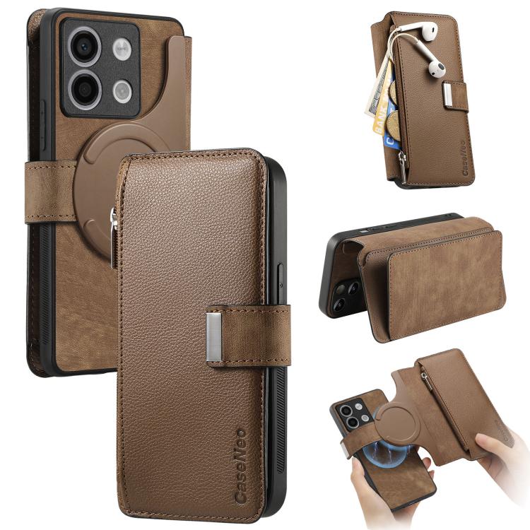 CaseNeo MagSafe RFID Anti-theft Zipper Wallet Retro Leather Phone Case, For Redmi Note 13 4G, For Redmi Note 13R Pro 5G, For Redmi Note 13 5G, For Redmi Note 13 Pro+, For Redmi Note 13 Pro 5G, For Redmi Note 12 4G Global, For Redmi Note 12 Pro+ 5G     ...