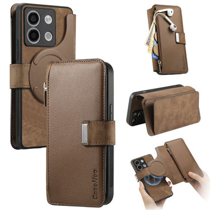 CaseNeo MagSafe RFID Anti-theft Zipper Wallet Retro Leather Phone Case, For Redmi Note 13 4G, For Redmi Note 13R Pro 5G, For Redmi Note 13 5G, For Redmi Note 13 Pro+, For Redmi Note 13 Pro 5G, For Redmi Note 12 4G Global, For Redmi Note 12 Pro+ 5G     ...