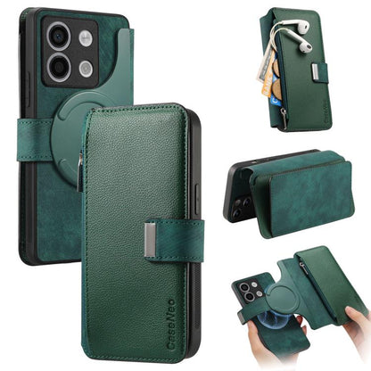 CaseNeo MagSafe RFID Anti-theft Zipper Wallet Retro Leather Phone Case, For Redmi Note 13 4G, For Redmi Note 13R Pro 5G, For Redmi Note 13 5G, For Redmi Note 13 Pro+, For Redmi Note 13 Pro 5G, For Redmi Note 12 4G Global, For Redmi Note 12 Pro+ 5G     ...