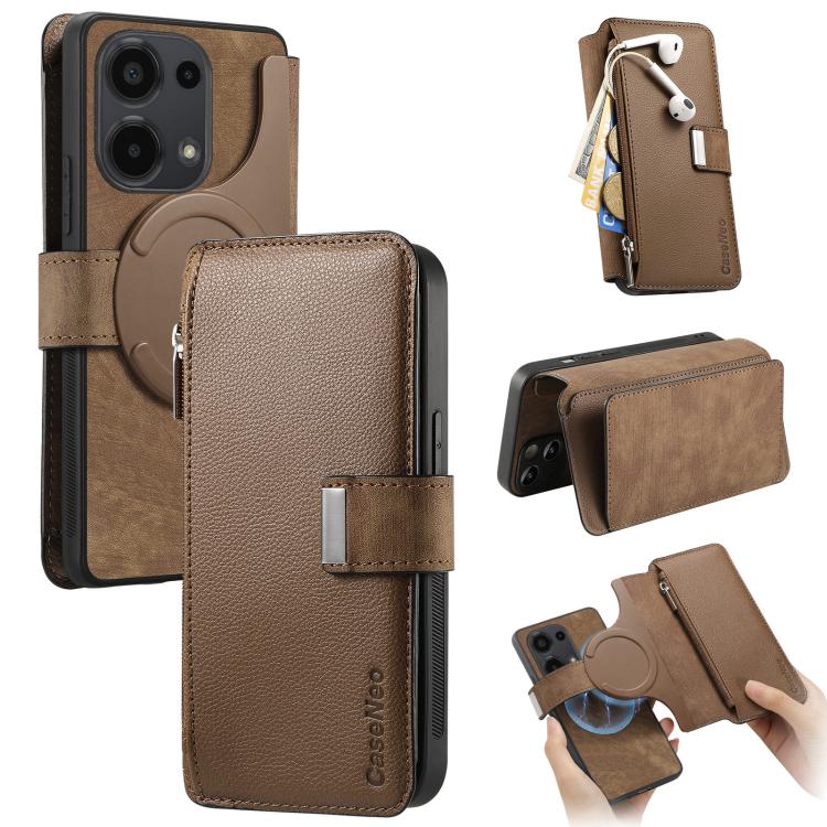 CaseNeo MagSafe RFID Anti-theft Zipper Wallet Retro Leather Phone Case, For Redmi Turbo 5 Max / Poco X8 Pro Max, For Redmi Turbo 5 5G / Poco X8 Pro 5G, For Redmi Note 15 Pro+ Global 163.3mm, For Redmi Note 15 4G / 5G Global 164mm                       ...