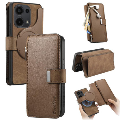 CaseNeo MagSafe RFID Anti-theft Zipper Wallet Retro Leather Phone Case, For Redmi Turbo 5 Max / Poco X8 Pro Max, For Redmi Turbo 5 5G / Poco X8 Pro 5G, For Redmi Note 15 Pro+ Global 163.3mm, For Redmi Note 15 4G / 5G Global 164mm                       ...