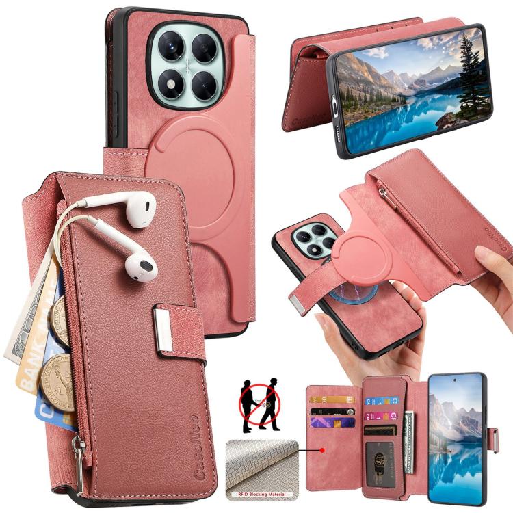 CaseNeo MagSafe RFID Anti-theft Zipper Wallet Retro Leather Phone Case, For Redmi Turbo 5 Max / Poco X8 Pro Max, For Redmi Turbo 5 5G / Poco X8 Pro 5G, For Redmi Note 15 Pro+ Global 163.3mm, For Redmi Note 15 4G / 5G Global 164mm                       ...