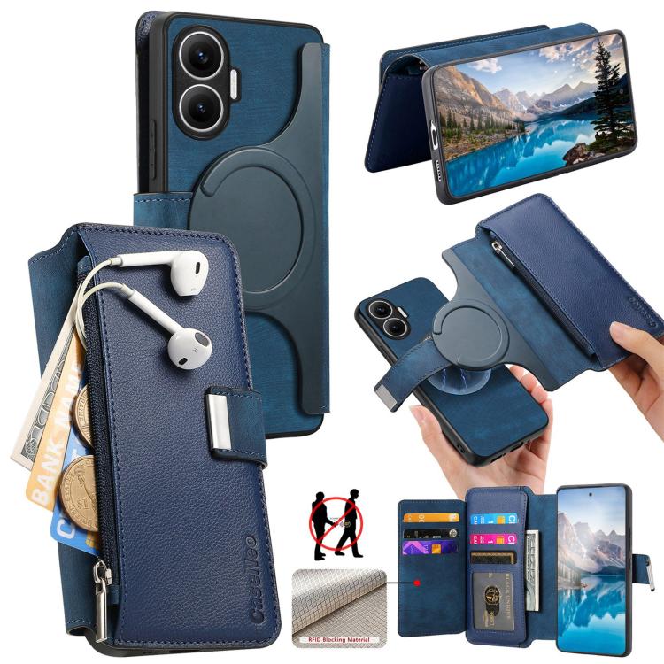 CaseNeo MagSafe RFID Anti-theft Zipper Wallet Retro Leather Phone Case, For Redmi Turbo 5 Max / Poco X8 Pro Max, For Redmi Turbo 5 5G / Poco X8 Pro 5G, For Redmi Note 15 Pro+ Global 163.3mm, For Redmi Note 15 4G / 5G Global 164mm                       ...