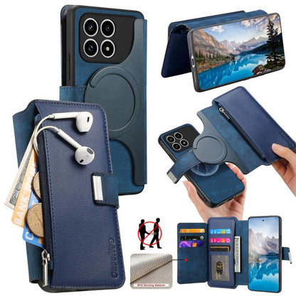 CaseNeo MagSafe RFID Anti-theft Zipper Wallet Retro Leather Phone Case, For Redmi Turbo 5 Max / Poco X8 Pro Max, For Redmi Turbo 5 5G / Poco X8 Pro 5G, For Redmi Note 15 Pro+ Global 163.3mm, For Redmi Note 15 4G / 5G Global 164mm                       ...