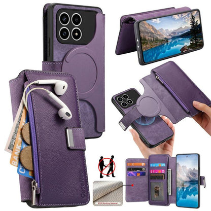 CaseNeo MagSafe RFID Anti-theft Zipper Wallet Retro Leather Phone Case, For Redmi Turbo 5 Max / Poco X8 Pro Max, For Redmi Turbo 5 5G / Poco X8 Pro 5G, For Redmi Note 15 Pro+ Global 163.3mm, For Redmi Note 15 4G / 5G Global 164mm                       ...