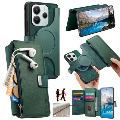 CaseNeo MagSafe RFID Anti-theft Zipper Wallet Retro Leather Phone Case, For Redmi Turbo 5 Max / Poco X8 Pro Max, For Redmi Turbo 5 5G / Poco X8 Pro 5G, For Redmi Note 15 Pro+ Global 163.3mm, For Redmi Note 15 4G / 5G Global 164mm                       ...