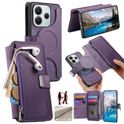 CaseNeo MagSafe RFID Anti-theft Zipper Wallet Retro Leather Phone Case, For Redmi Turbo 5 Max / Poco X8 Pro Max, For Redmi Turbo 5 5G / Poco X8 Pro 5G, For Redmi Note 15 Pro+ Global 163.3mm, For Redmi Note 15 4G / 5G Global 164mm                       ...