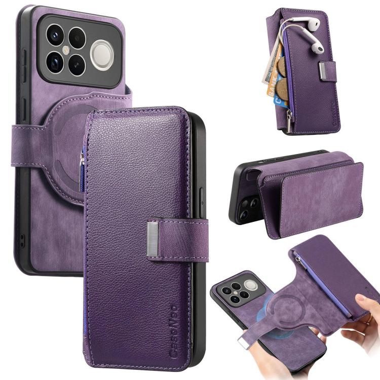 CaseNeo MagSafe RFID Anti-theft Zipper Wallet Retro Leather Phone Case, For Redmi Turbo 5 Max / Poco X8 Pro Max, For Redmi Turbo 5 5G / Poco X8 Pro 5G, For Redmi Note 15 Pro+ Global 163.3mm, For Redmi Note 15 4G / 5G Global 164mm                       ...