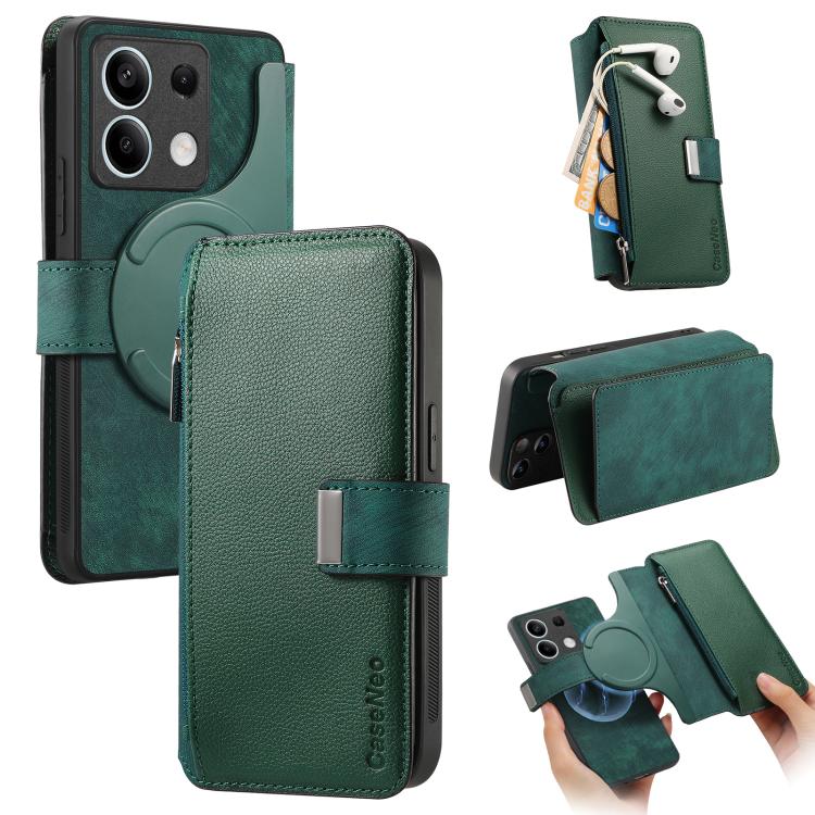 CaseNeo MagSafe RFID Anti-theft Zipper Wallet Retro Leather Phone Case, For Redmi Note 13 4G, For Redmi Note 13R Pro 5G, For Redmi Note 13 5G, For Redmi Note 13 Pro+, For Redmi Note 13 Pro 5G, For Redmi Note 12 4G Global, For Redmi Note 12 Pro+ 5G     ...