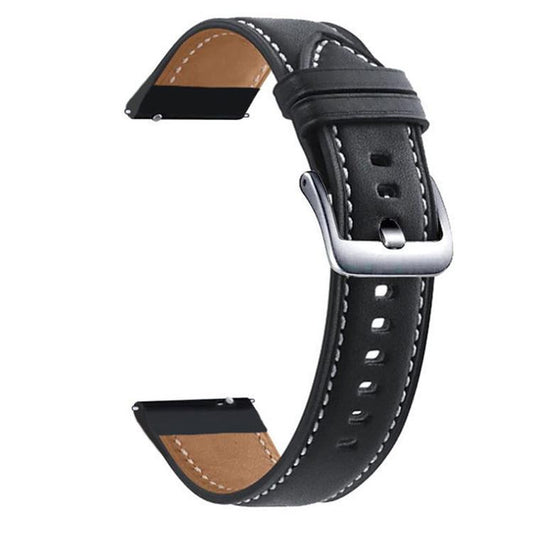 xDfind Flat Head Black Shark Fine Grain Leather Watch Band, 20mm, 22mm