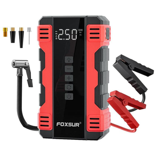 Fuente de alimentación de emergencia para coche FOXSUR, bomba de aire portátil multifunción para coche