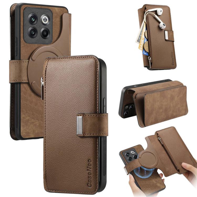 CaseNeo MagSafe RFID Anti-theft Zipper Wallet Retro Leather Phone Case, For OnePlus 15T, For OnePlus Ace 6 / 6T, For OnePlus 15, For OnePlus Ace 5, For OnePlus 13, For OnePlus 12, For OnePlus 11