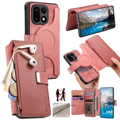 CaseNeo MagSafe RFID Anti-theft Zipper Wallet Retro Leather Phone Case, For OnePlus 15T, For OnePlus Ace 6 / 6T, For OnePlus 15, For OnePlus Ace 5, For OnePlus 13, For OnePlus 12, For OnePlus 11