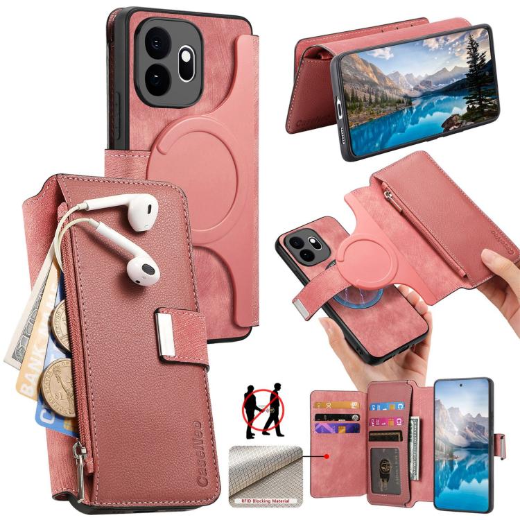 CaseNeo MagSafe RFID Anti-theft Zipper Wallet Retro Leather Phone Case, For OnePlus 15T, For OnePlus Ace 6 / 6T, For OnePlus 15, For OnePlus Ace 5, For OnePlus 13, For OnePlus 12, For OnePlus 11