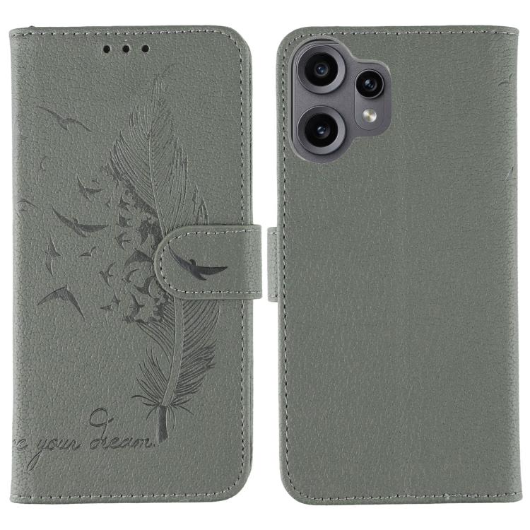 Feather Pattern Litchi Texture Leather Phone Case, For Nothing CMF Phone 2 Pro