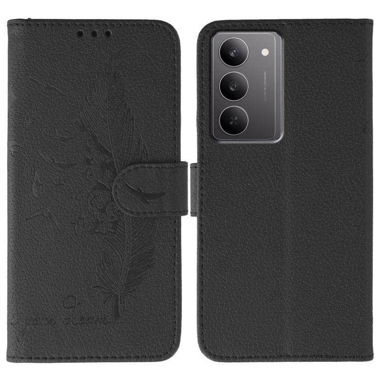 Feather Pattern Litchi Texture Leather Phone Case, For Realme 14x