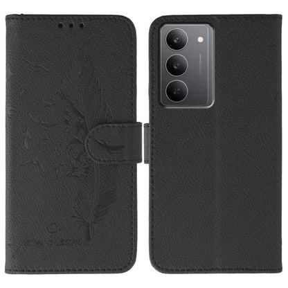 Feather Pattern Litchi Texture Leather Phone Case, For Realme 14x