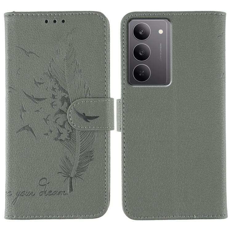 Feather Pattern Litchi Texture Leather Phone Case, For Realme 14x