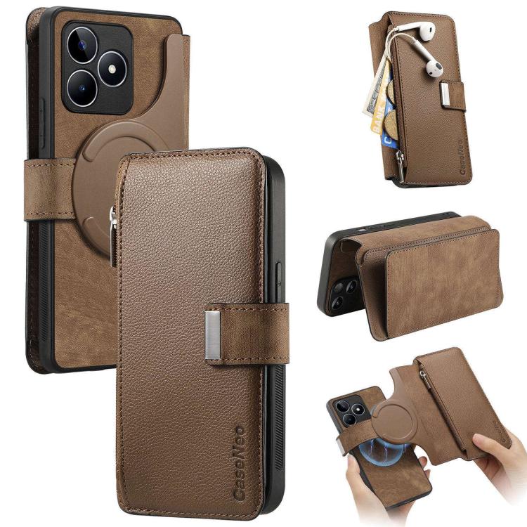 CaseNeo MagSafe RFID Anti-theft Zipper Wallet Retro Leather Phone Case, For Realme 16 Pro+ 5G, For Realme 16 Pro 5G, For Realme GT 8 Pro Global, For Realme 15T 5G Global, For Realme 14, For Realme 14 Pro+, For Realme 14 Pro, For Realme Neo7            ...