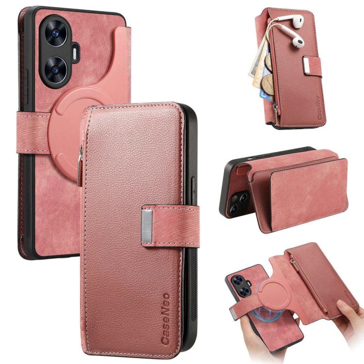 CaseNeo MagSafe RFID Anti-theft Zipper Wallet Retro Leather Phone Case, For Realme 16 Pro+ 5G, For Realme 16 Pro 5G, For Realme GT 8 Pro Global, For Realme 15T 5G Global, For Realme 14, For Realme 14 Pro+, For Realme 14 Pro, For Realme Neo7            ...