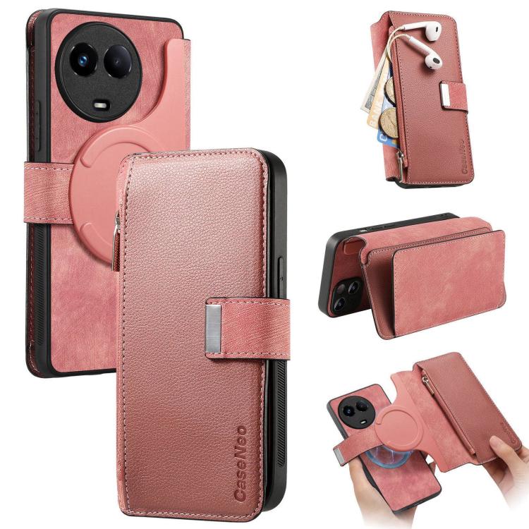 CaseNeo MagSafe RFID Anti-theft Zipper Wallet Retro Leather Phone Case, For Realme 16 Pro+ 5G, For Realme 16 Pro 5G, For Realme GT 8 Pro Global, For Realme 15T 5G Global, For Realme 14, For Realme 14 Pro+, For Realme 14 Pro, For Realme Neo7            ...