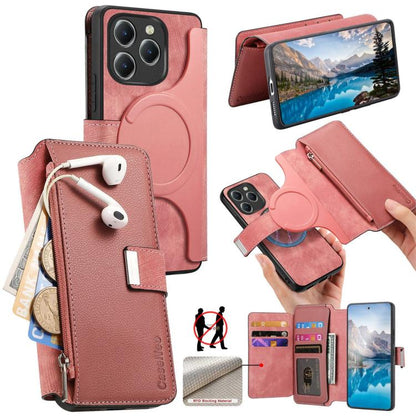 CaseNeo MagSafe RFID Anti-theft Zipper Wallet Retro Leather Phone Case, For Realme 16 Pro+ 5G, For Realme 16 Pro 5G, For Realme GT 8 Pro Global, For Realme 15T 5G Global, For Realme 14, For Realme 14 Pro+, For Realme 14 Pro, For Realme Neo7            ...